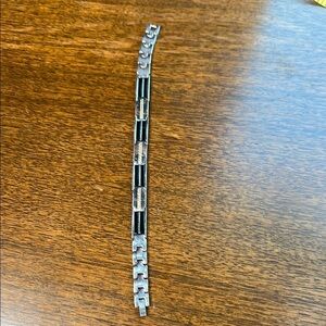 Elegant Stainless Steel and 14k Gold accents Black Men’s Bracelet